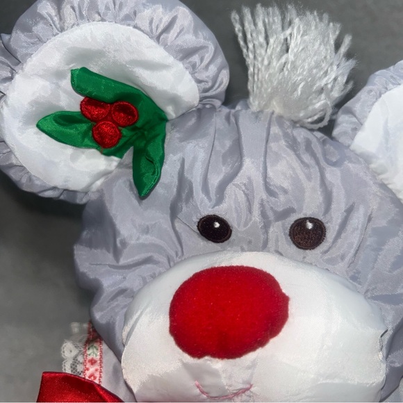 Fisher-Price Christmas mouse plush 12" grey nylon parachute puffalump - Picture 2 of 10